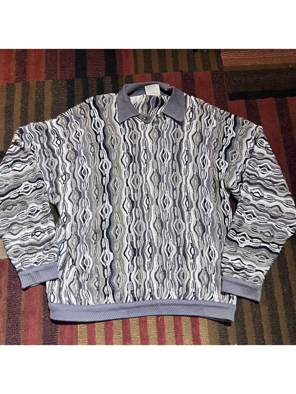 Vintage Coogi Australia 3d Knit Polo Sweater Size XL